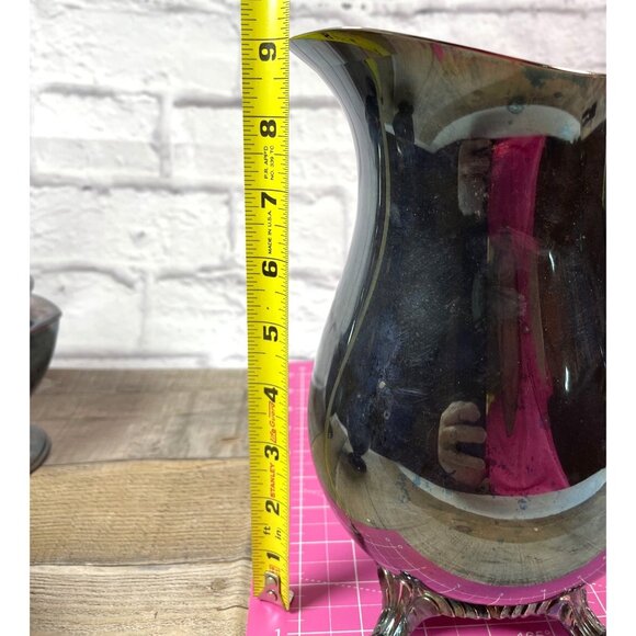 Vintage Wm Rogers Silver Plated Water Pitcher With Ornate Handle & Footed Design - Picture 5 of 14